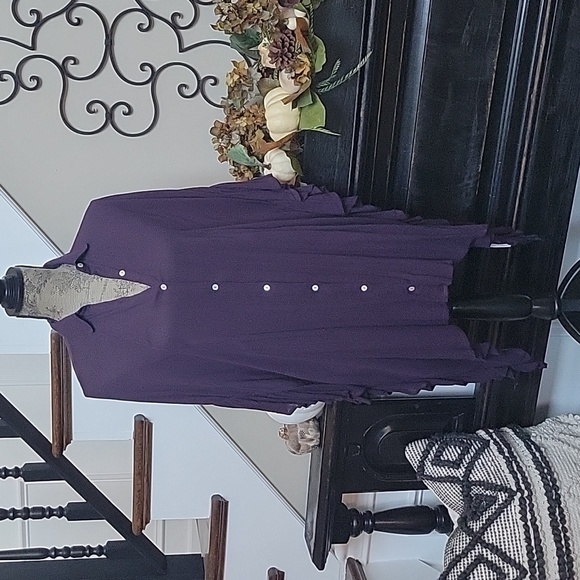 Free People Button Up Ruffle Oversized Top XS/S with Pockets!!! - Picture 2 of 10